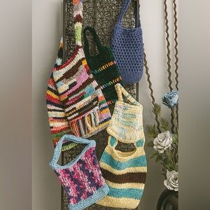 Colorful Boho Knit Shopping Tote Bags